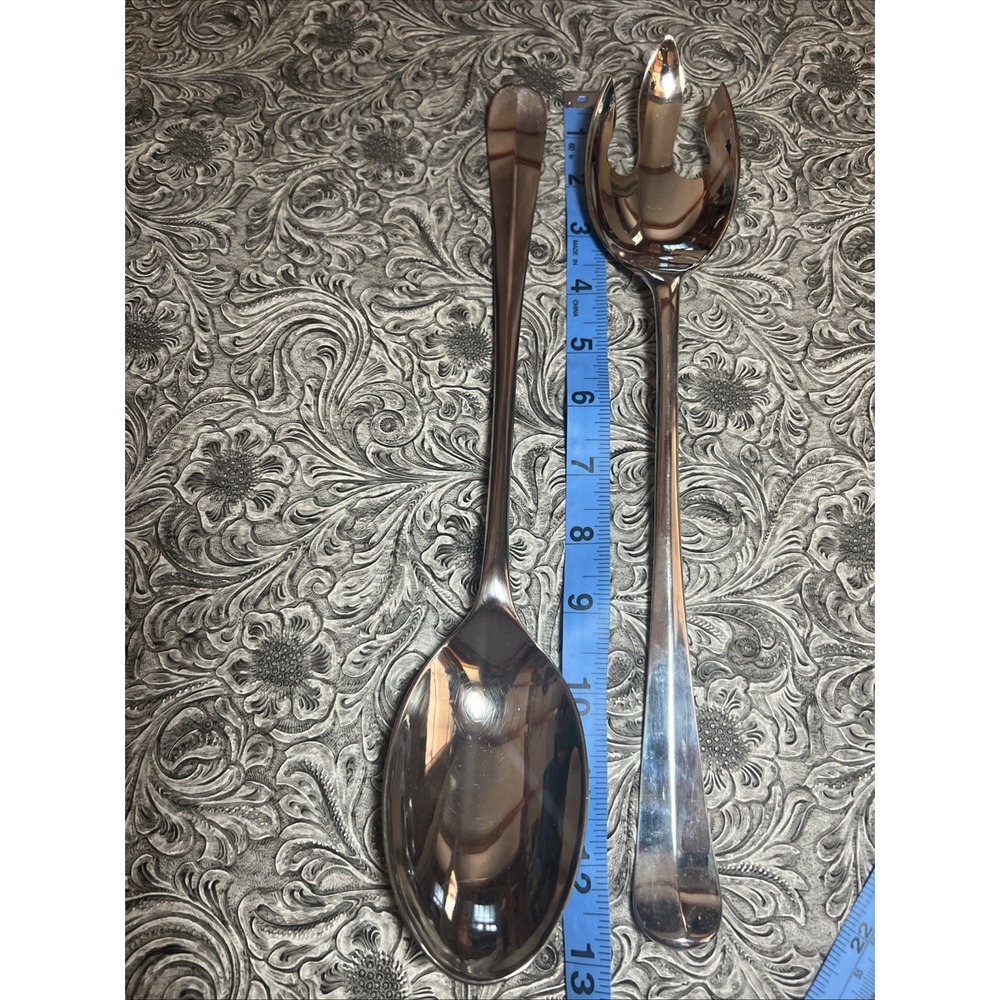 Vtg 1991 International Silver -‎ Silverplated 13" Salad Fork/Spoon Serving EUC